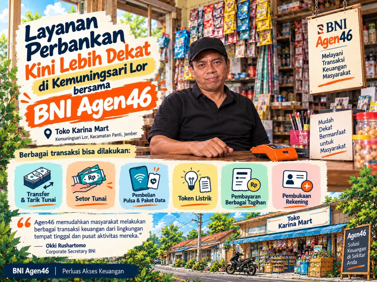Toko Karina Mart di Kemuningsari Lor Jadi Agen46 BNI, Bantu Warga Akses Layanan Perbankan