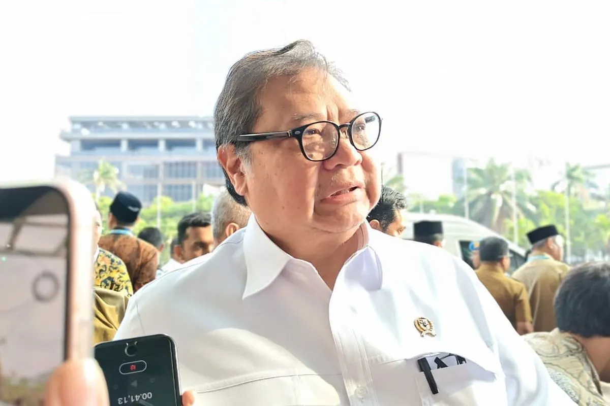 Menteri Koordinator (Menko) Bidang Perekonomian Airlangga Hartarto dalam Rapat Koordinasi Nasional Tim Percepatan Akses Keuangan Daerah (TPAKD) di JIExpo Kemayoran, Jakarta Pusat, Kamis (22/10/2026).